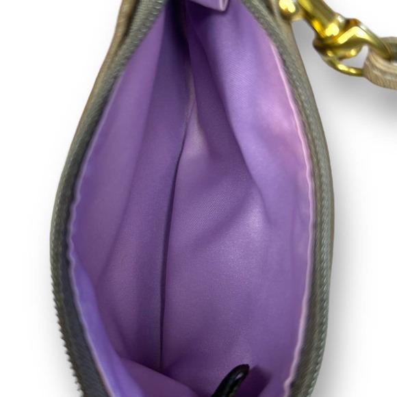 COACH Satin Wristlet Wallet Grey Silver Gold Brown Coin Purse NWOT - Picture 6 of 8